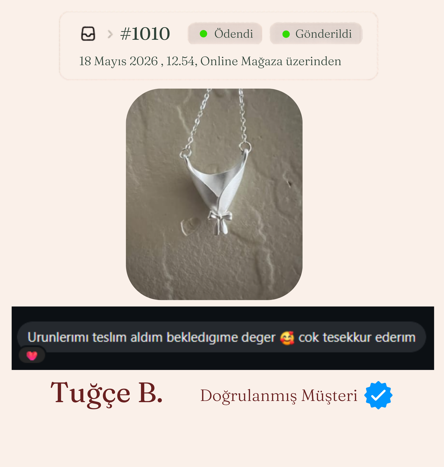Çiçekçe Anı Kolyesi