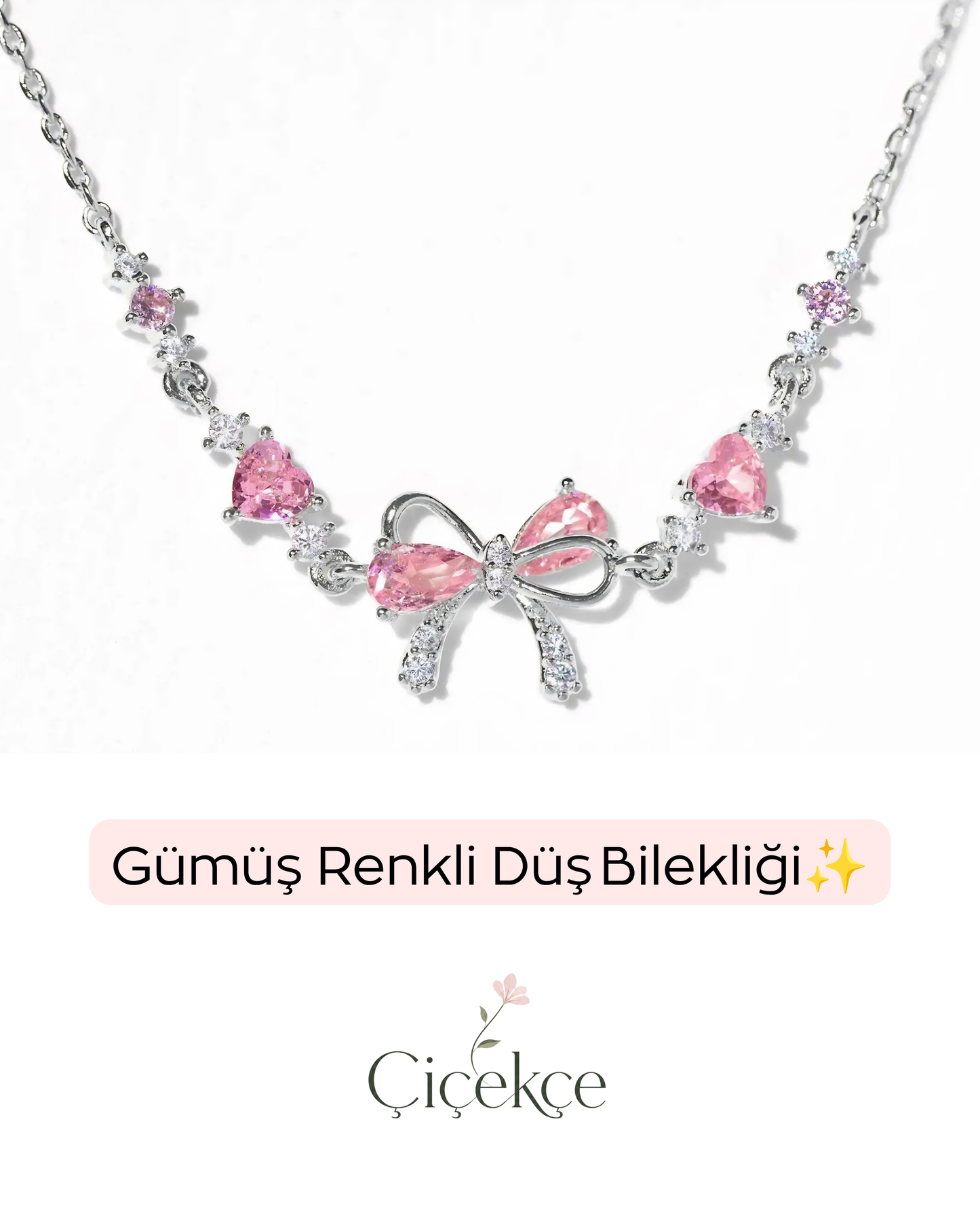 Çiçekçe Pembe Düş Bilekliği