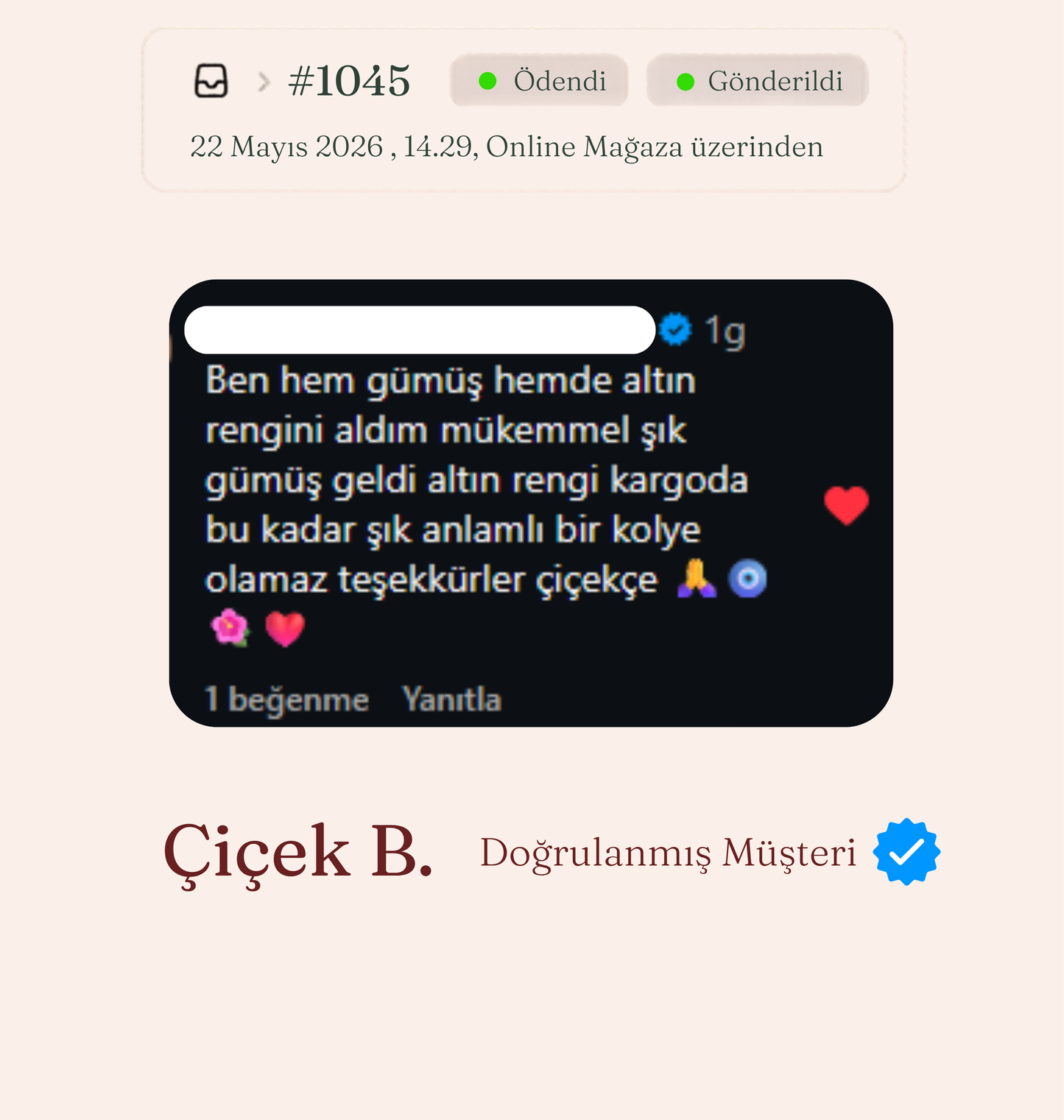 Çiçekçe Anı Kolyesi