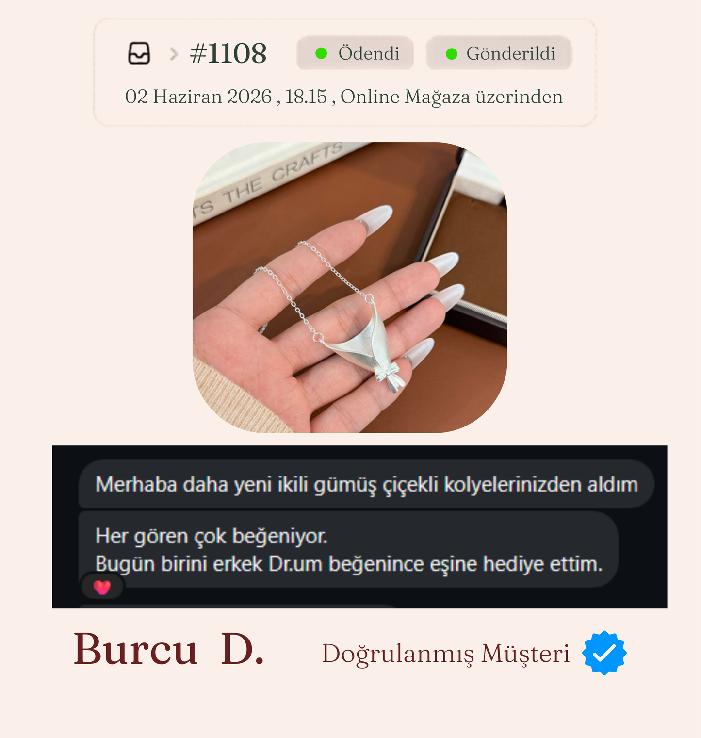 Çiçekçe Anı Kolyesi